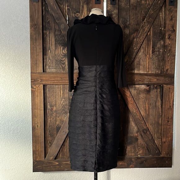adrianna papell black layered shift shuttered  dress - Picture 5 of 10
